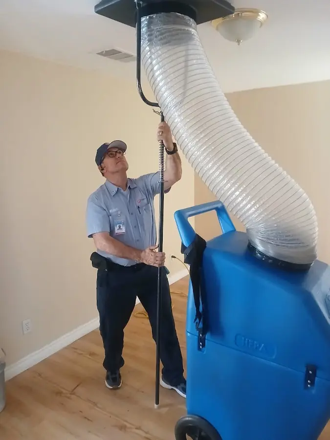 Mini Split Installation technician using HEPA equipment in Jamul